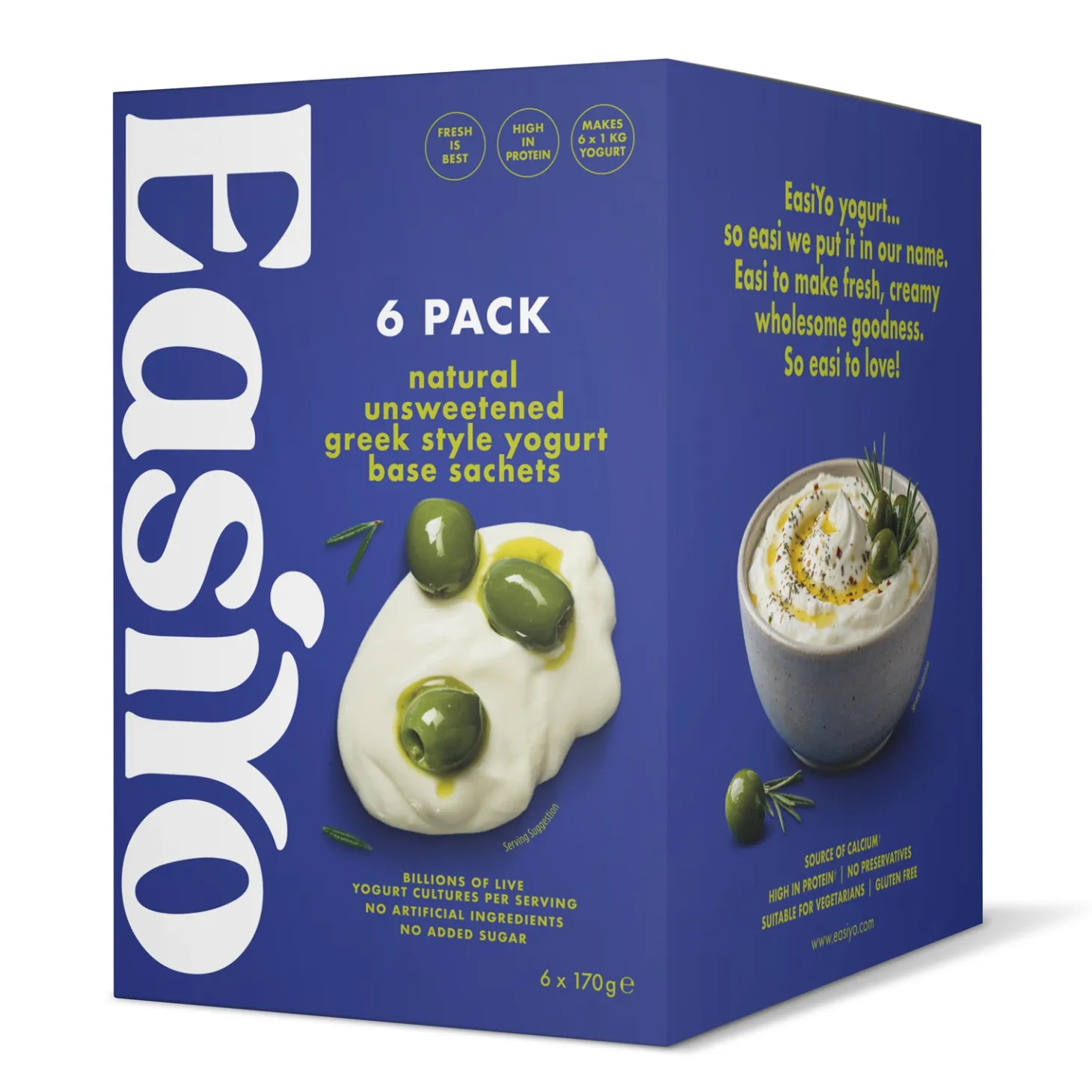 EasiYo Wellbeing Greek Style Unsweetened Yoghurt Mix - pack of 6