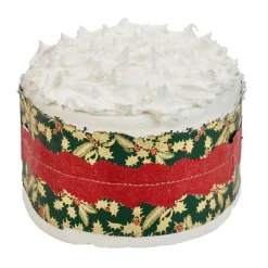 Green, Gold and Red Holly Print Cake Frill