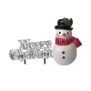 Icons of Chrismas Snowman Resin Cake Topper and Silver Merry Christmas Motto