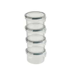 4 Lakeland Clip Mini Round Food Storage Boxes 80ml