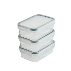 3 Lakeland Clip Rectangular Food Storage Boxes 240ml