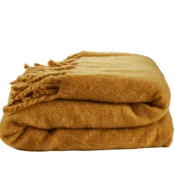 Lakeland Mustard Faux Mohair Throw