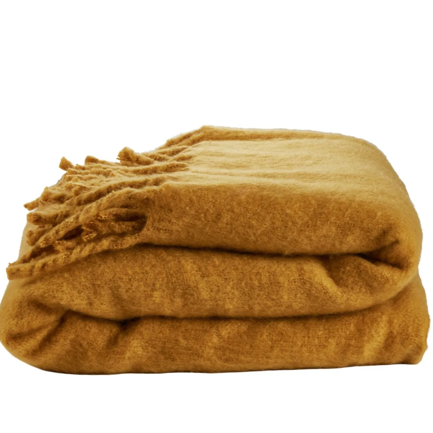 Lakeland Mustard Faux Mohair Throw