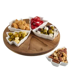 Lakeland Wooden Lazy Susan with Porcelain Tree Bowls