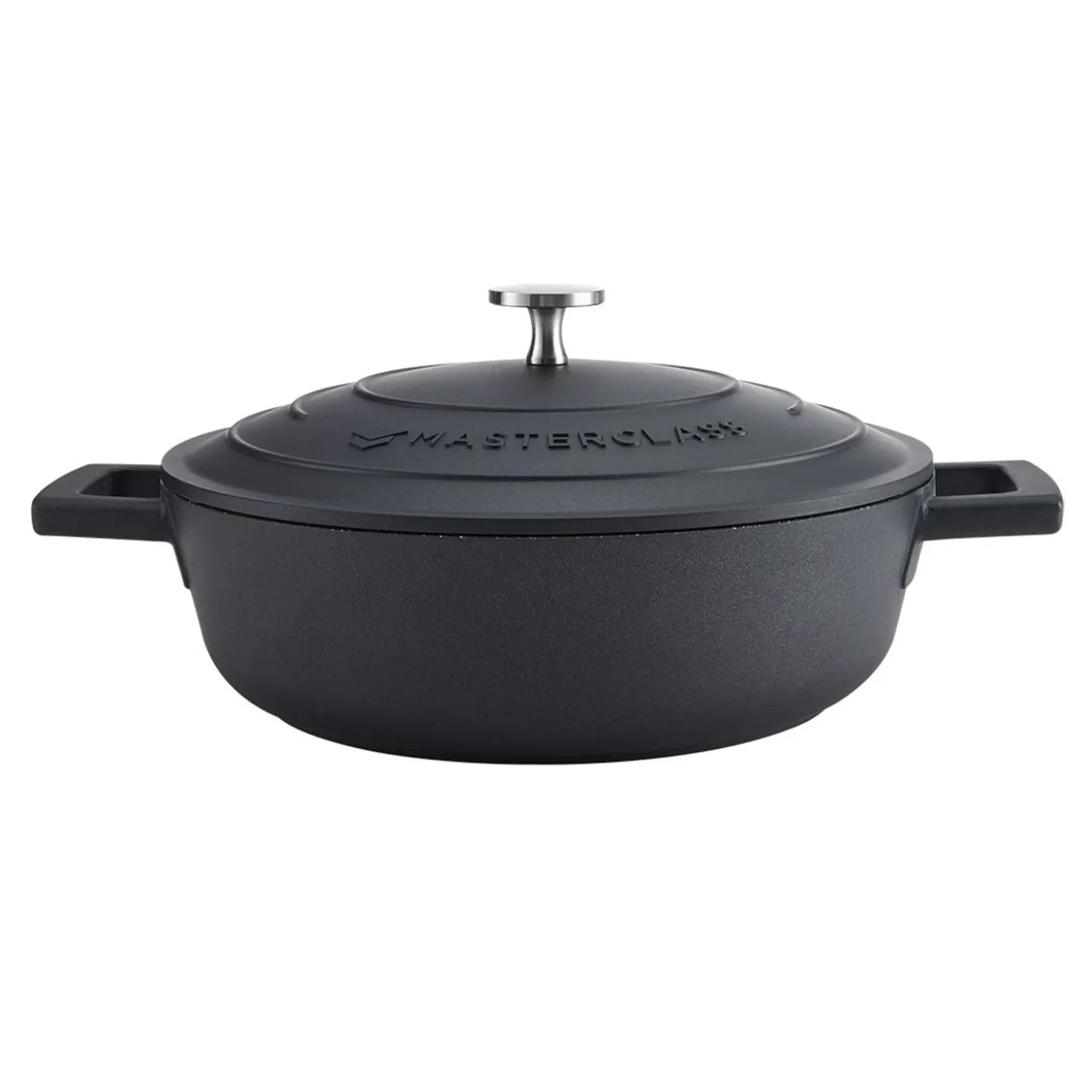 MasterClass 24cm Cast Aluminium Shallow Casserole Dish Black