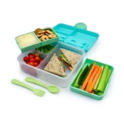Melii 2 Tier Bento Box with 6 Compartments – Blue and Mint