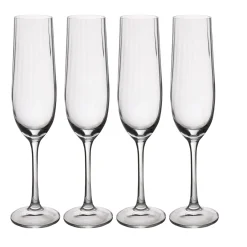 4 Mikasa Treviso Champagne Flutes 190ml