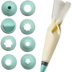 Silicone Piping Bag with Built-in Coupler and 8 Nozzles