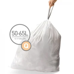 20 simplehuman Size Q Drawstring Bin Liners White Bags 50-65L