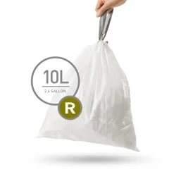 20 simplehuman Size R Drawstring Bin Liners - White Bags 10L