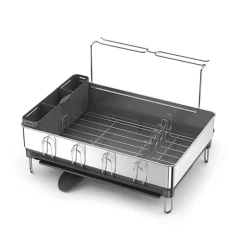 simplehuman Steel Frame Large Dish Drainer Rack - Silver and Grey