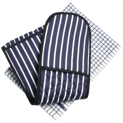 Simply Lakeland Kitchen Essentials Double Oven Glove & Tea Towel Set – Solid Blue