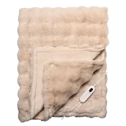 StaySnug Beige Bubble Faux Fur Heated Throw