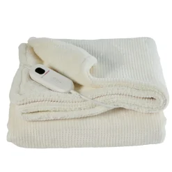 StaySnug Cream Waffle Sherpa Heated Throw