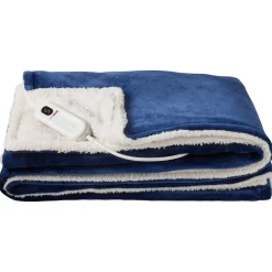 StaySnug Dark Blue Sherpa Heated Throw