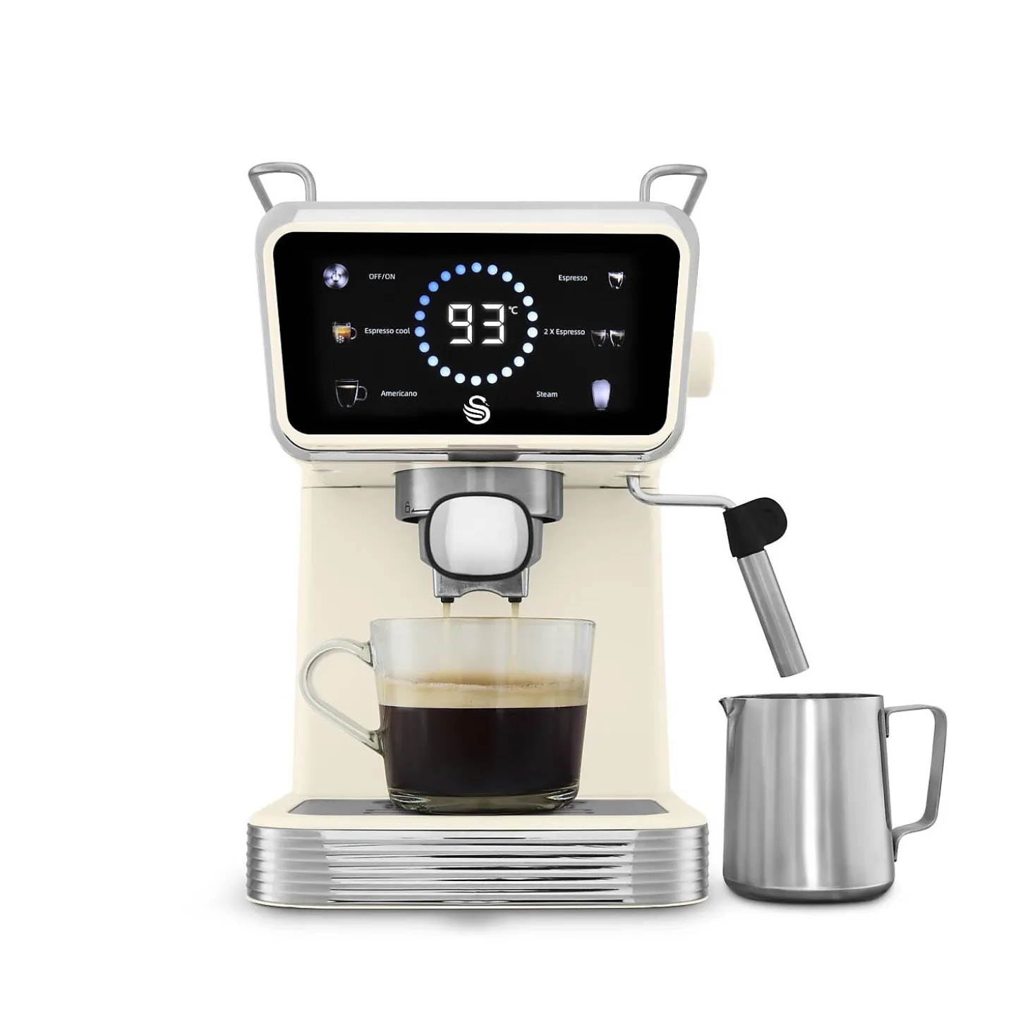 Swan Retro Pump Espresso Digital Coffee Machine - Cream